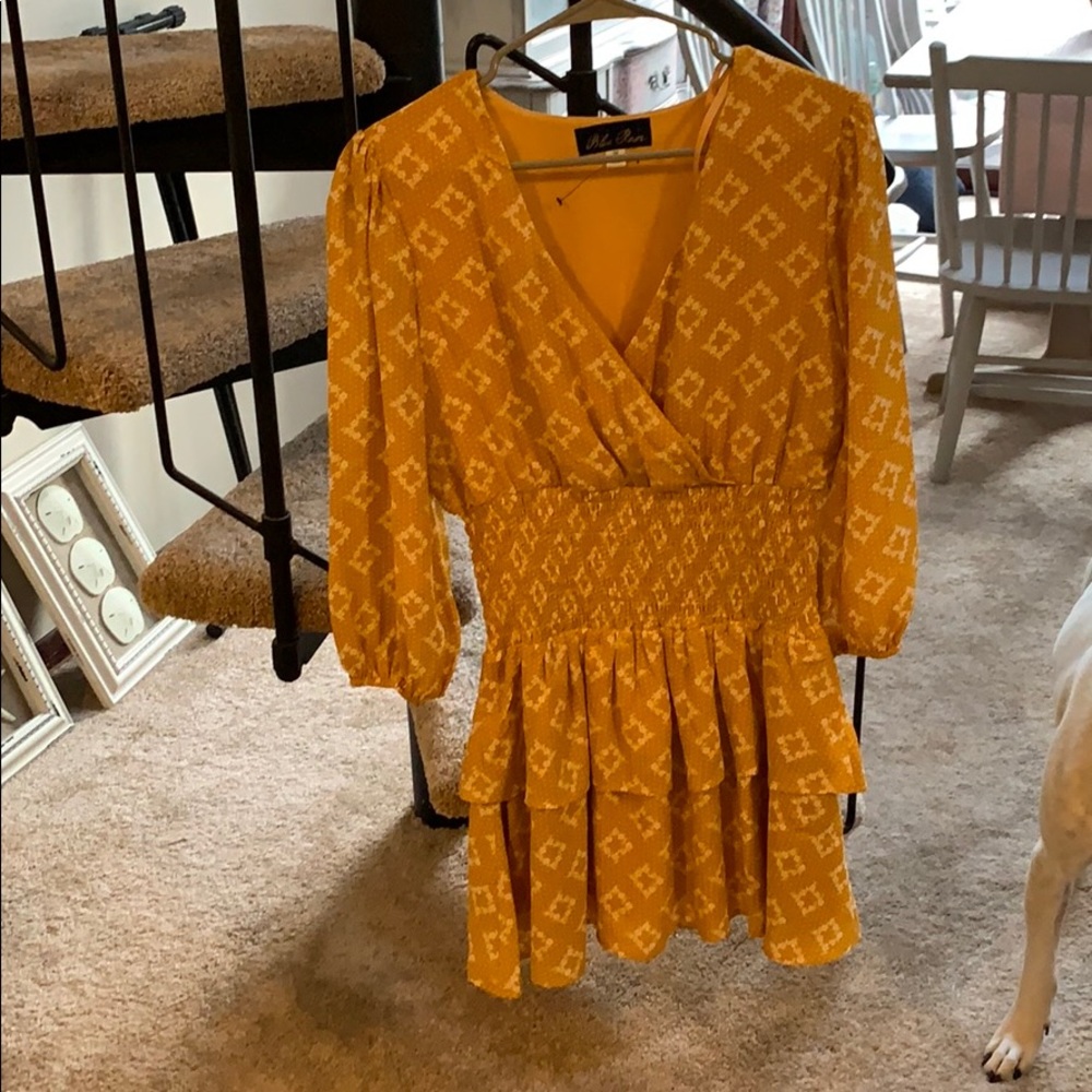 Mustard yellow Franchesca’s dress